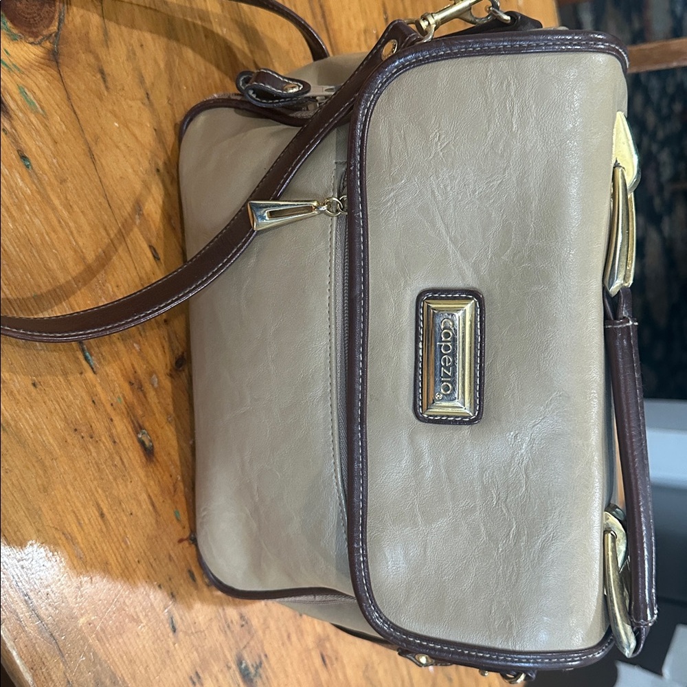 Capezio Cream and Brown Shoulder Bag